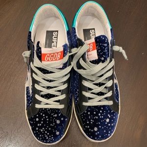 Golden Goose Superstar Blue Velvet rhinestone sz39